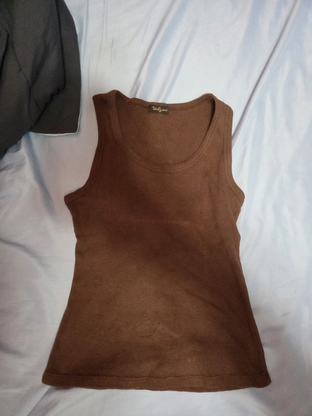 Twenty One Vintage Brown Ribbed Waffle Knit Tank Top Size Women's Medium